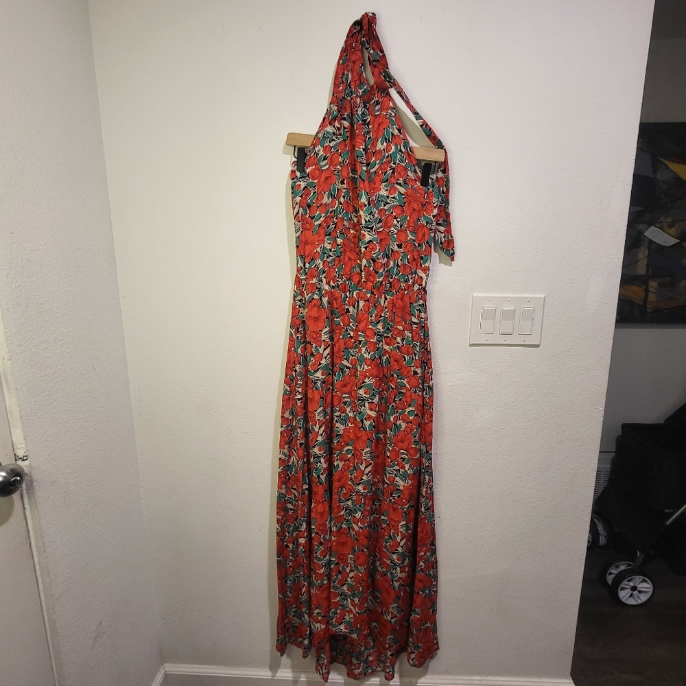 Red flower halter top dress - Picture 2 of 6